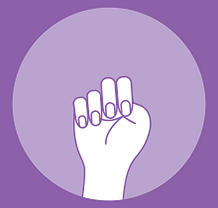 Intimate partner violence hand signal 2: trap thumb