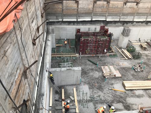 Southeast elevator core underway.