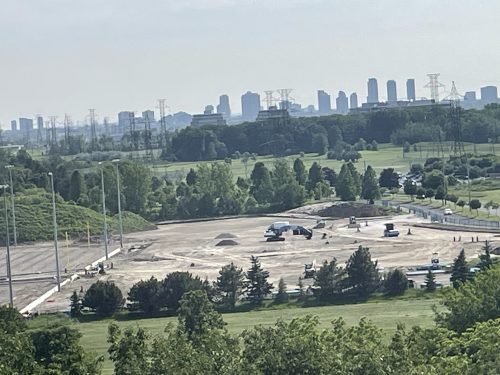 View of the infrastructure installation underway at Centennial Park.